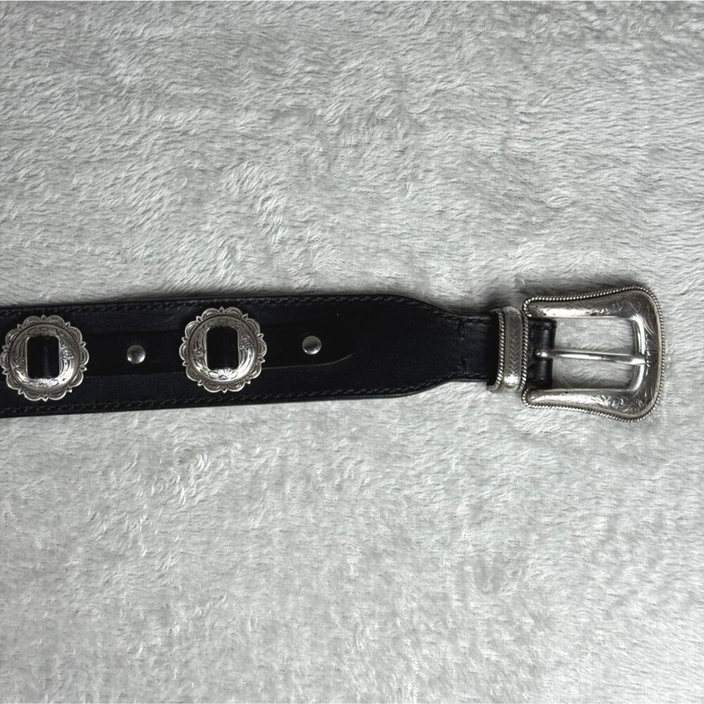 Kate Cate Western Style Womens M Calfskin Belt With Silver-Tone Buckle & Embelli